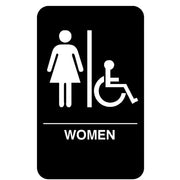 Vollrath Plastic Sign, 9" x 6" - Handicap Accessible Women's Restroom