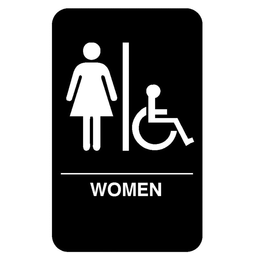 Vollrath Plastic Sign, 9" x 6" - Handicap Accessible Women's Restroom
