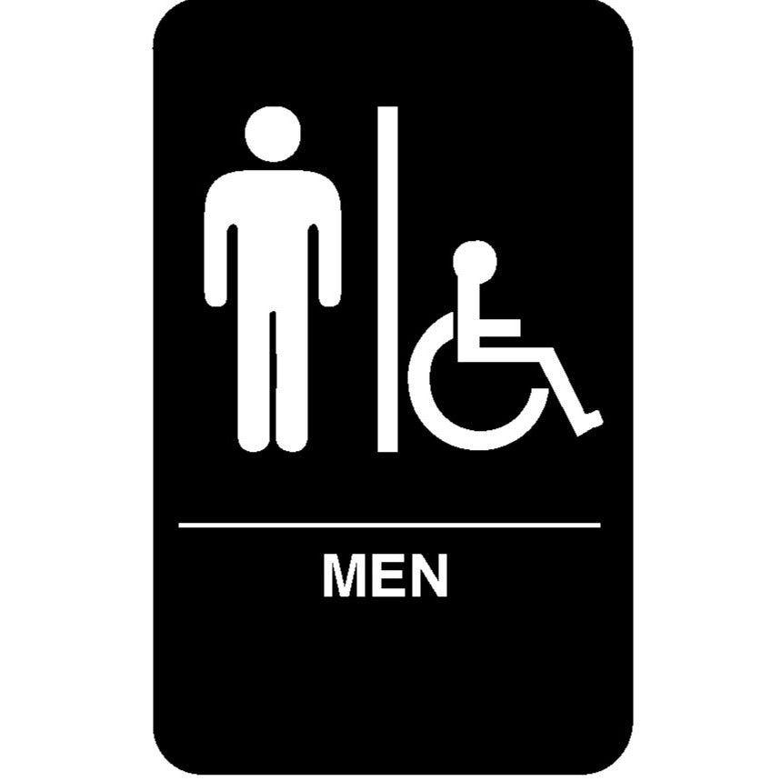 Vollrath Plastic Sign, 9" x 6" - Handicap Accessible Men's Restroom