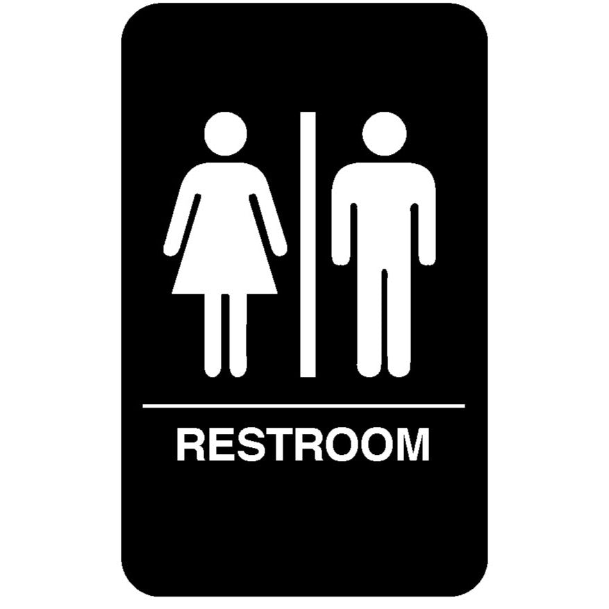 Vollrath Plastic Sign, 9" x 6" - Restroom