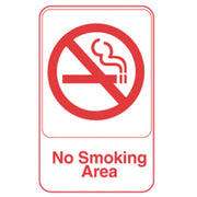Vollrath Plastic Sign, 9" x 6" - "No Smoking Area"