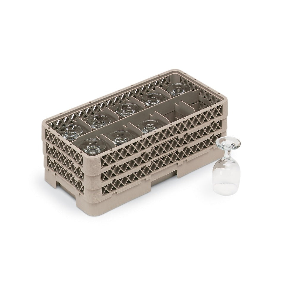 Vollrath Traex Copolymer Plastic Glass Rack, Half Size, Beige - 5 1/2" 10-Compartment