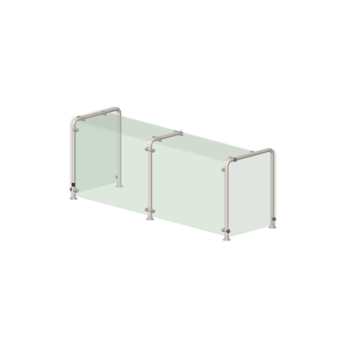 Vollrath N98628 Tempered Glass Sneeze Guard, 87" Wide, Silver - Default Title
