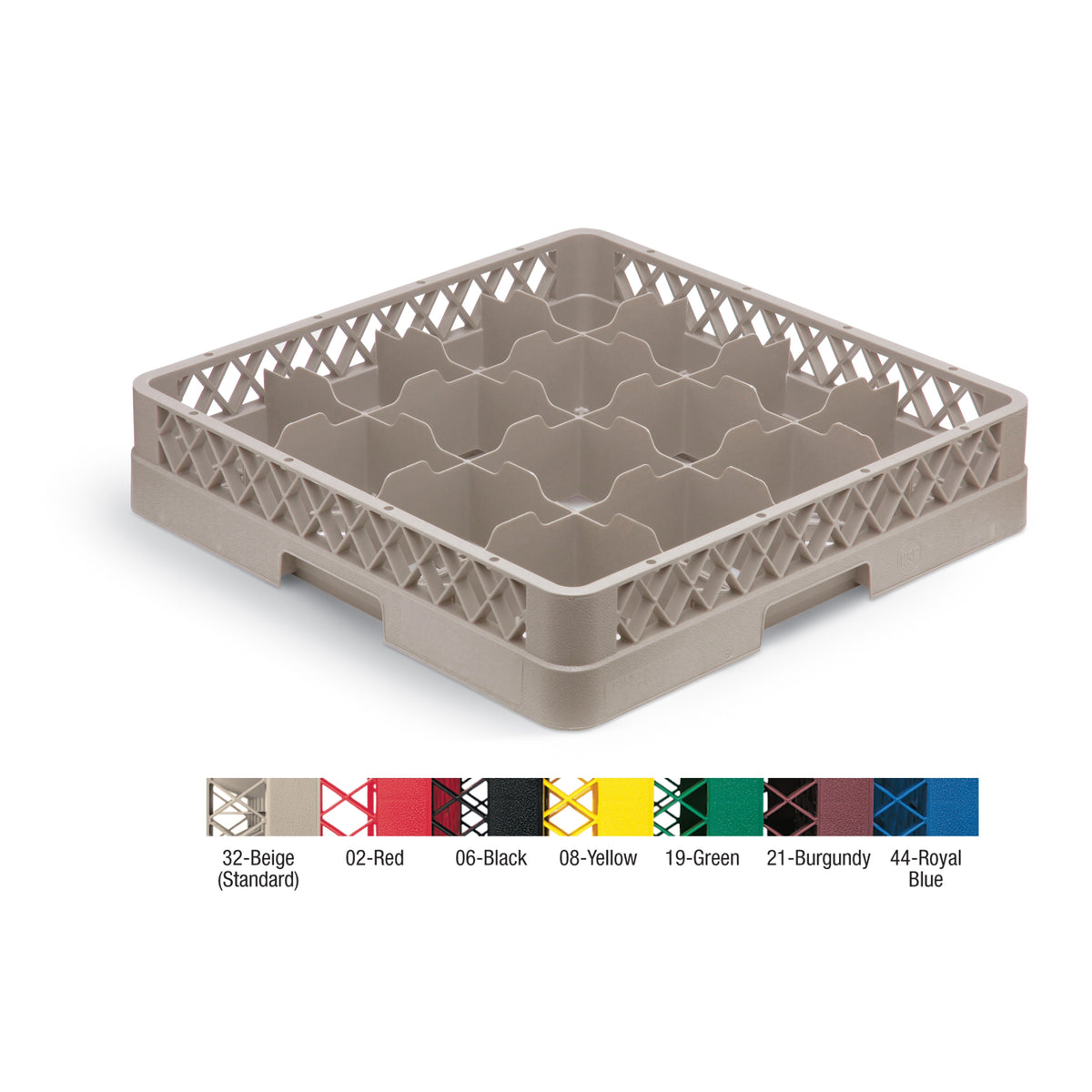 Vollrath Traex Copolymer Plastic Cup Rack, Full Size, Beige - 16-Compartment