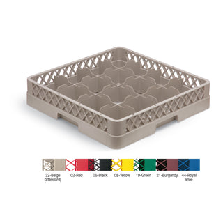 Vollrath Traex Copolymer Plastic Cup Rack, Full Size, Beige - 16-Compartment