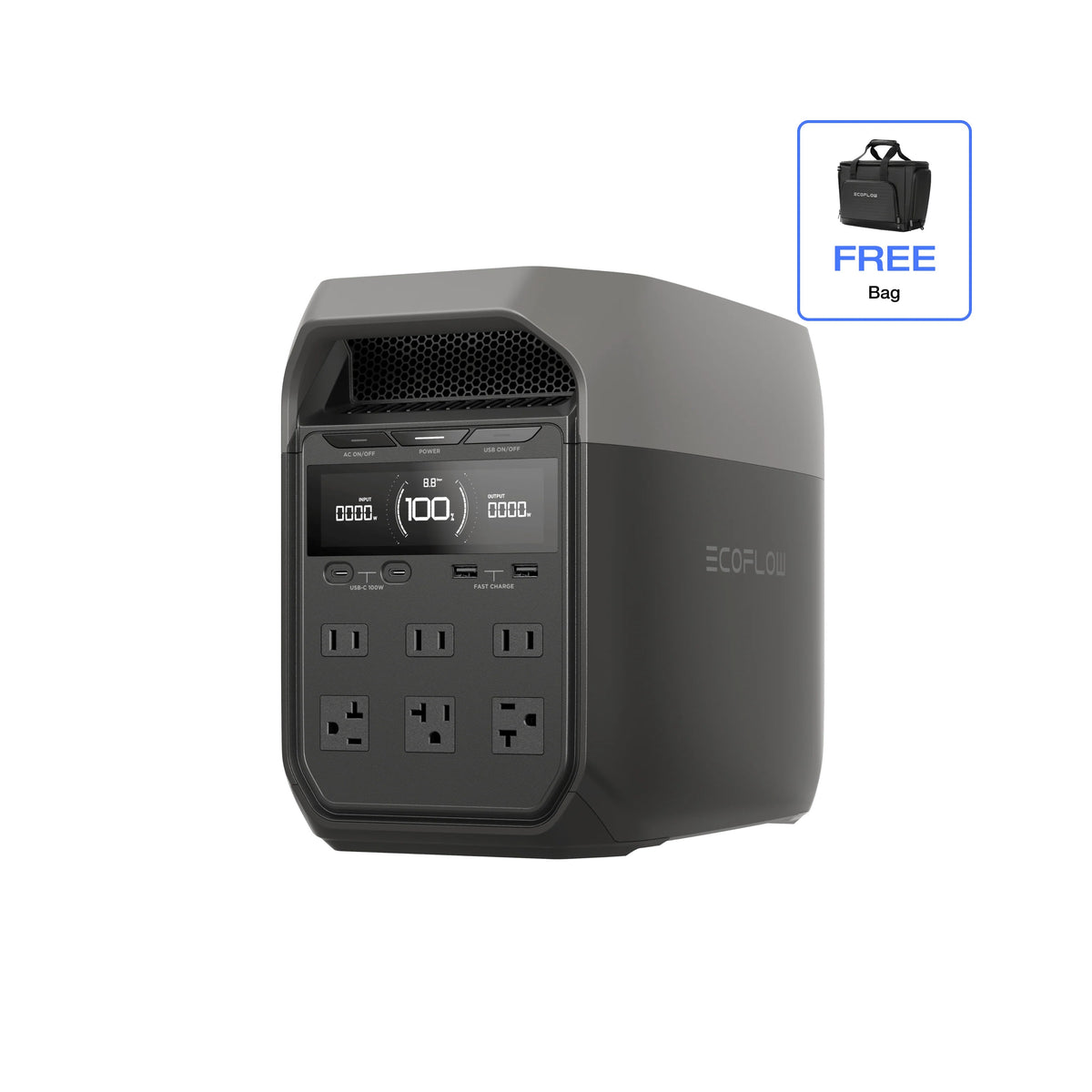 EcoFlow EFDELTA3-US Portable Power Station, 8" x 15 11/16" - Default Title