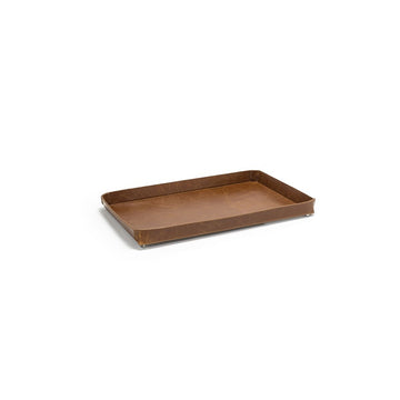 room360 RRT024TAL21 Austin Faux Leather Service Tray, 10" x 16", Brown, 4/Pack - Default Title