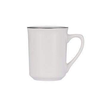 Libbey Porcelana Linea Porcelain Mug, 8.5 oz., 36/Case - Black Bright White White