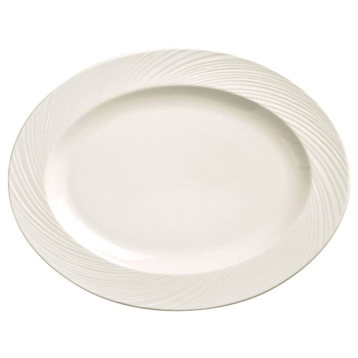 Libbey BO-1122 Basics Orbis Porcelain Platter, 10 1/4" x 13 1/4" - 12/Case