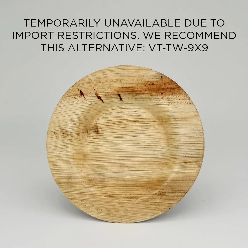 VerTerra LTD 01-33-25B Palm Leaves Plate, 9" Diameter, Brown, 300/Case - photo 2