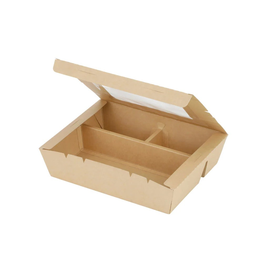 VerTerra LTD VT-PBW-9X7-3C Kraft Paperboard Bento Box, 7" x 9", 200/Case - photo 2