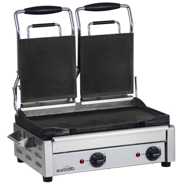 Eurodib Panini Grill, Dual, 220V - SFE02360 Smooth 17" 9 1/4" 2900W