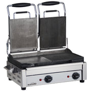 Eurodib Panini Grill, Dual, 220V - SFE02375 Smooth Left Grooved Right 18" 11" 2,900W