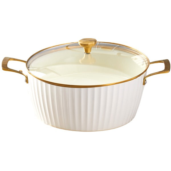 Spring USA 8858 Venice Cast Aluminum Casserole Pan, 7.4 qt. - Gold White
