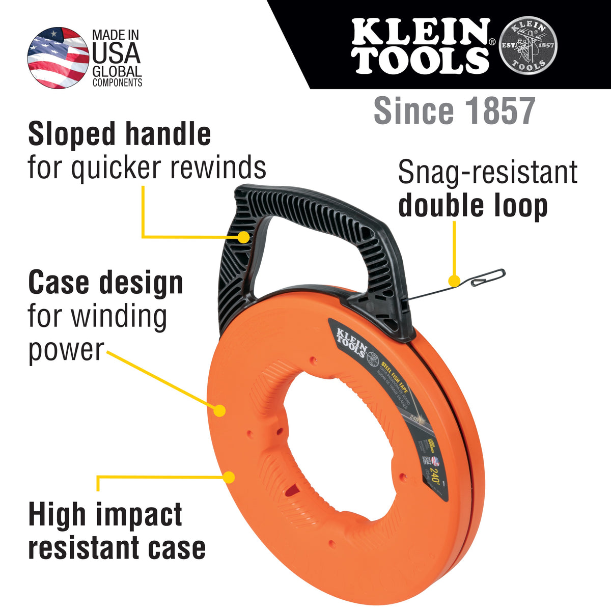 Klein Tools 56334 Fish Tape, 1 7/8" x 12 3/8" - Default Title
