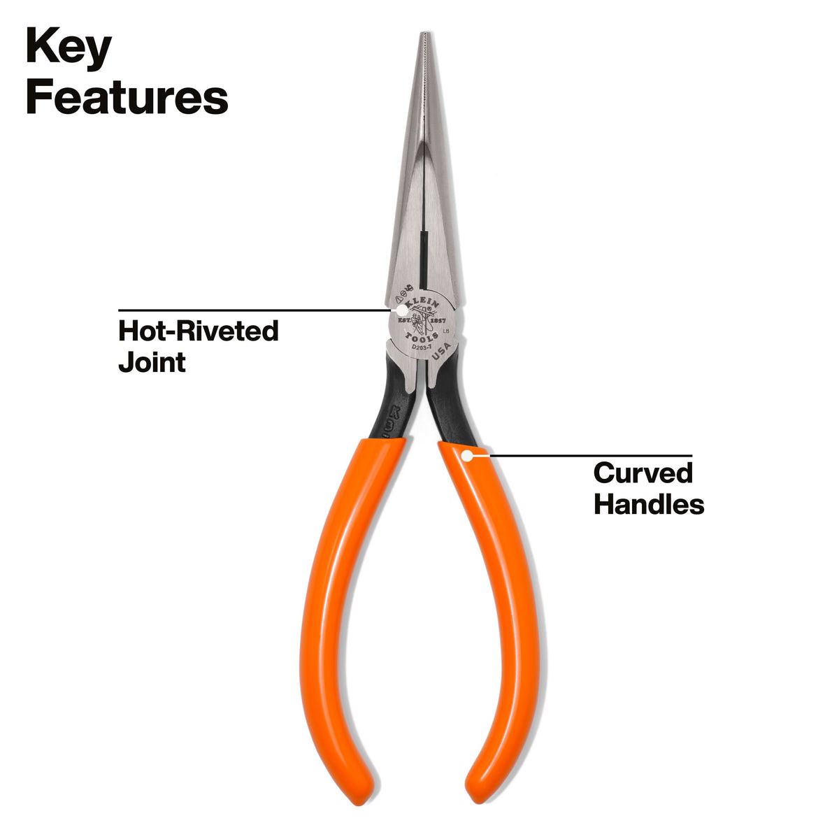 Klein Tools D203 Steel Cutting Pliers, Yellow - 7 3/16"