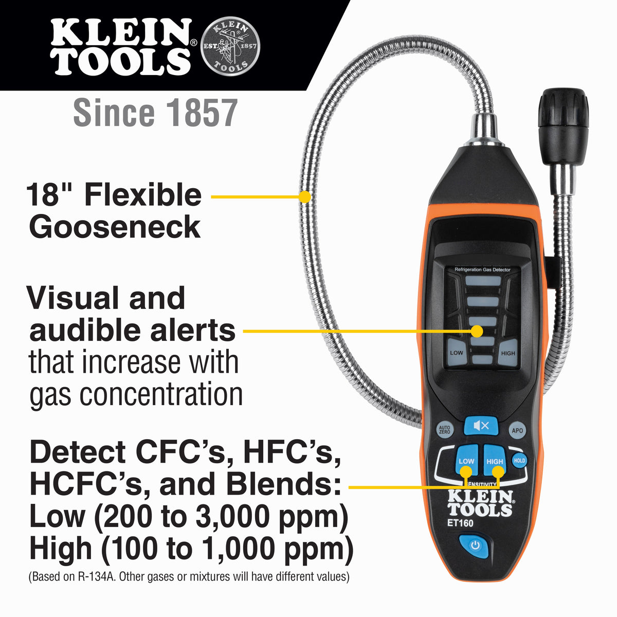 Klein Tools ET160 Gas Leak Detector, 2 3/4" x 8 1/8" - Default Title