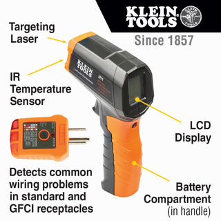 Klein Tools IR1KIT Receptacle Tester, 1 1/4 - 1 7/8" x 1 5/8 - 6" - Default Title