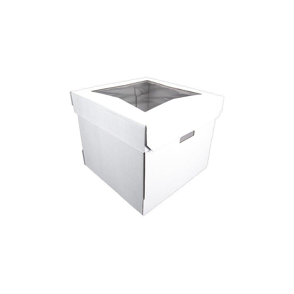 Southern Champion Corrugated Cardboard Cake Box, 12" High, White, 4/Pack - 14" x 14"