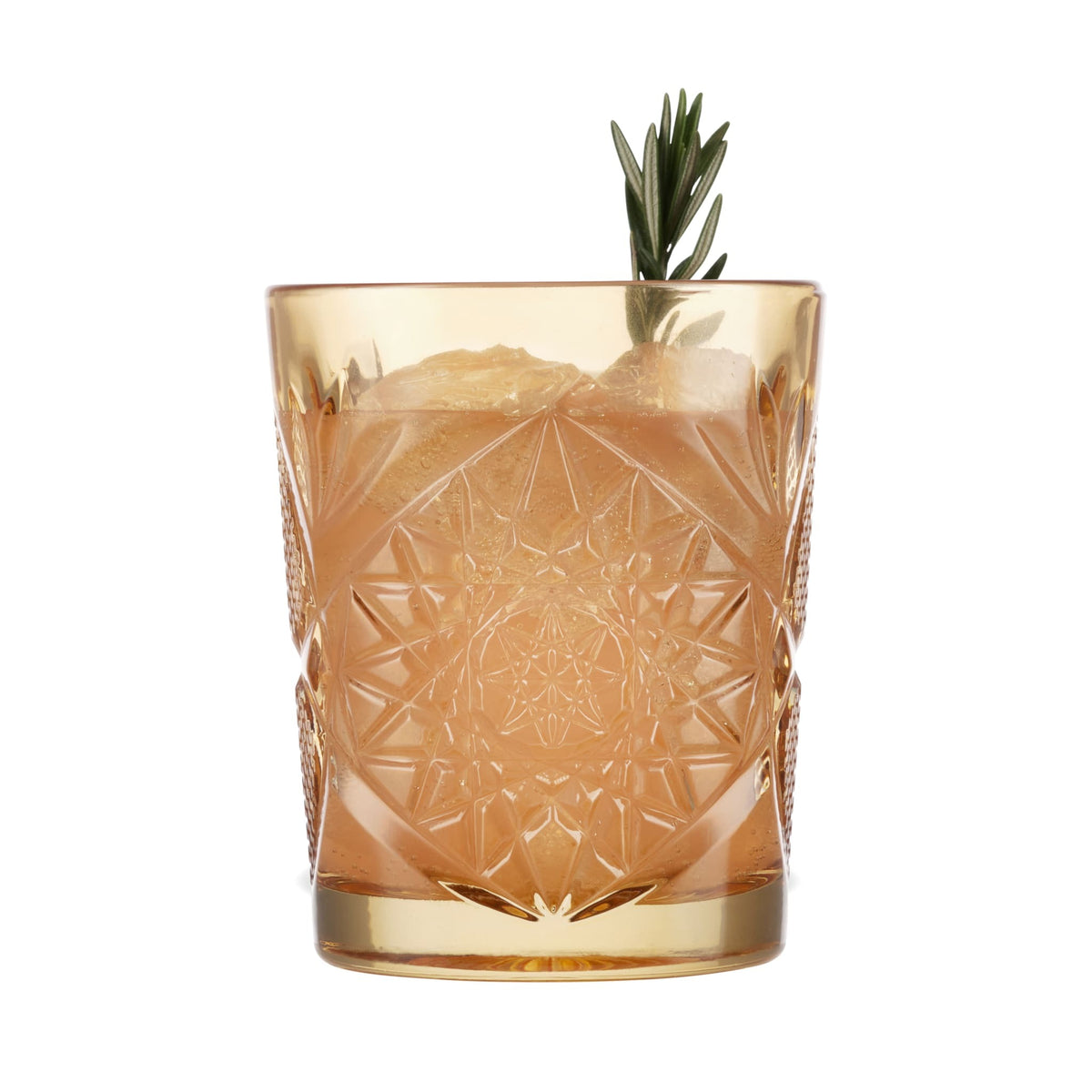 Libbey 5632 Hobstar Old Fashioned Glass, 12 oz. - Orange