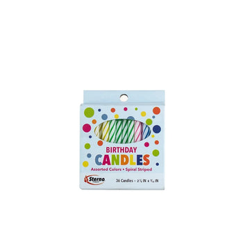 Sterno 40180 Birthday Candle, 3/16" Diameter, Assorted - 12/Box