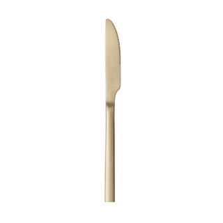 Libbey Elexa Satin Stainless Steel Dinner Knife, 9" Long - Gold