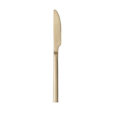 Libbey Elexa Satin Stainless Steel Dinner Knife, 9" Long - Gold