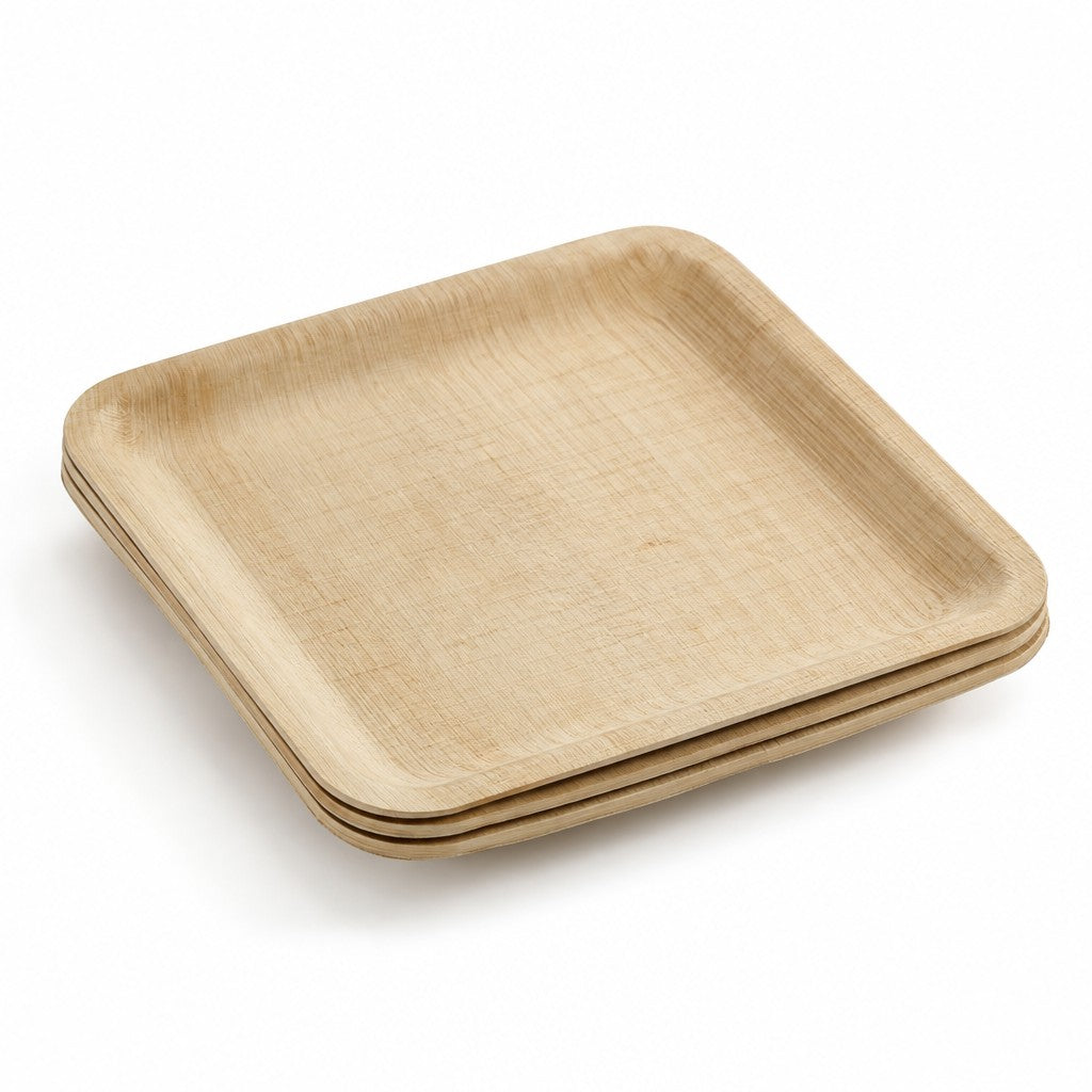 EcoChoice Bamboo Plate, 9" x 9", Beige, 25/Pack