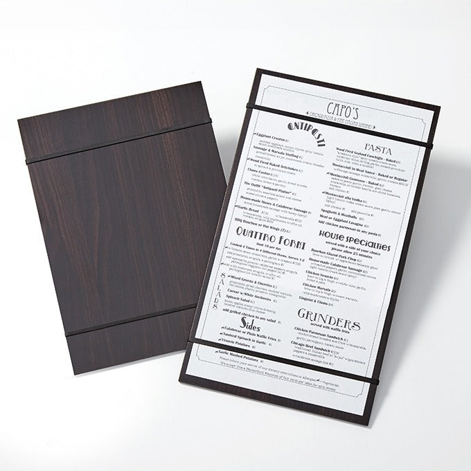 American Metalcraft CBR15 Wood Menu Holder, 9" x 15 1/2", Brown - 1/Each
