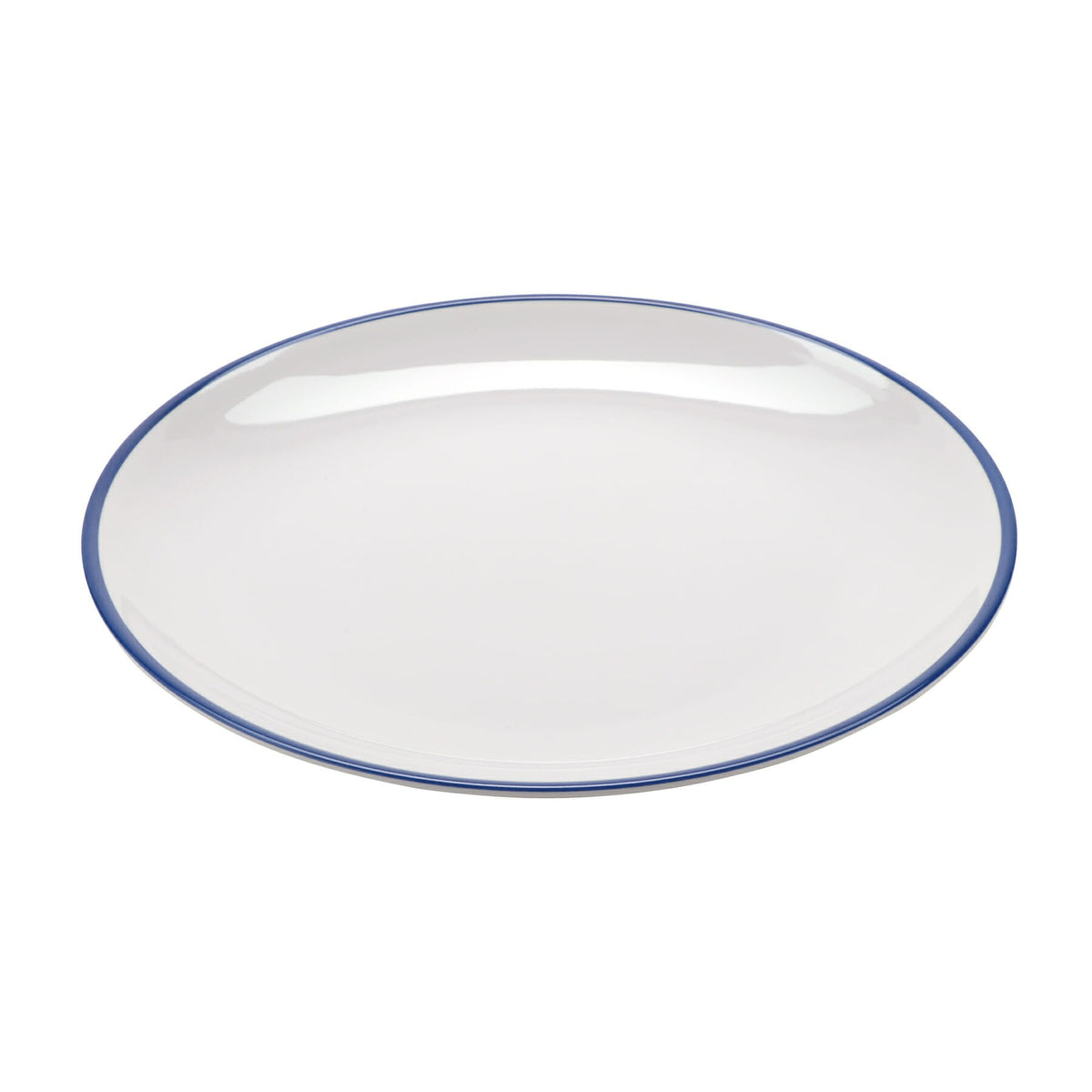 G.E.T. Enterprises CS-1100-W GET Settlement Bistro Melamine Dinner Plate, 11" Diameter, White - Cobalt Blue