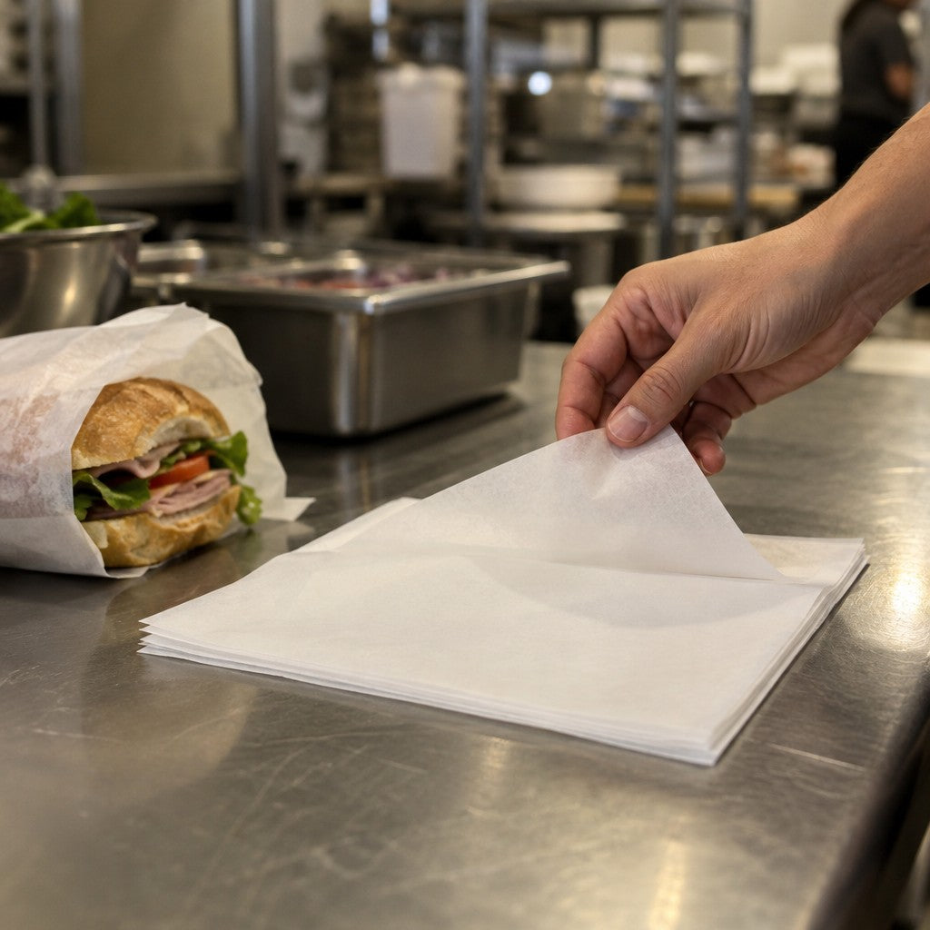 Choice Dry Wax Paper, White, 1,000/Pack - in use