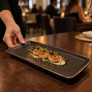 Acopa Heika Stoneware Plate - in use
