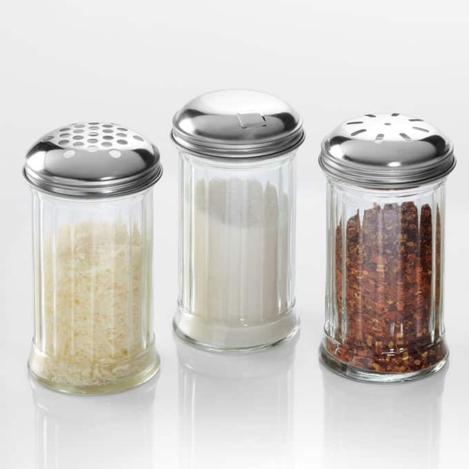 American Metalcraft Glass Spice Shaker, 12 oz. - Cheese Extra Large Holes