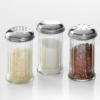 American Metalcraft Glass Spice Shaker, 12 oz. - Cheese Extra Large Holes