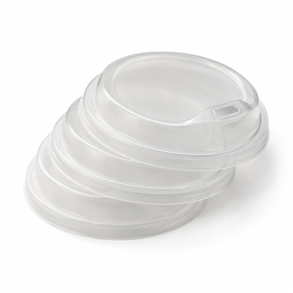 New Roots PLA Plastic Paper Hot Cup Lid, Translucent, 50/Pack