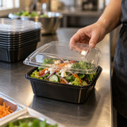 Visions PET Plastic Lid, M, Clear, 50/Pack - in use
