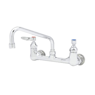 T&S Brass B-2414 Double Pantry Faucet, Wall Mount, 8 Centers, 8 Swing Nozzle, Eternas with Lever Handles