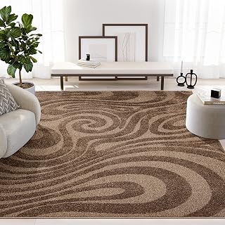 Abani Cozy Brown Area Rug for Living Room, Bedroom - Contemporary Design - 8' x 10' - Durable & Easy to Clean