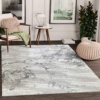 Abani Modern Grey Marble Pattern 5'3"x7'6" Turkish Area Rug Rugs Nova Collection - Stone Texture Design Eclectic Style Accent