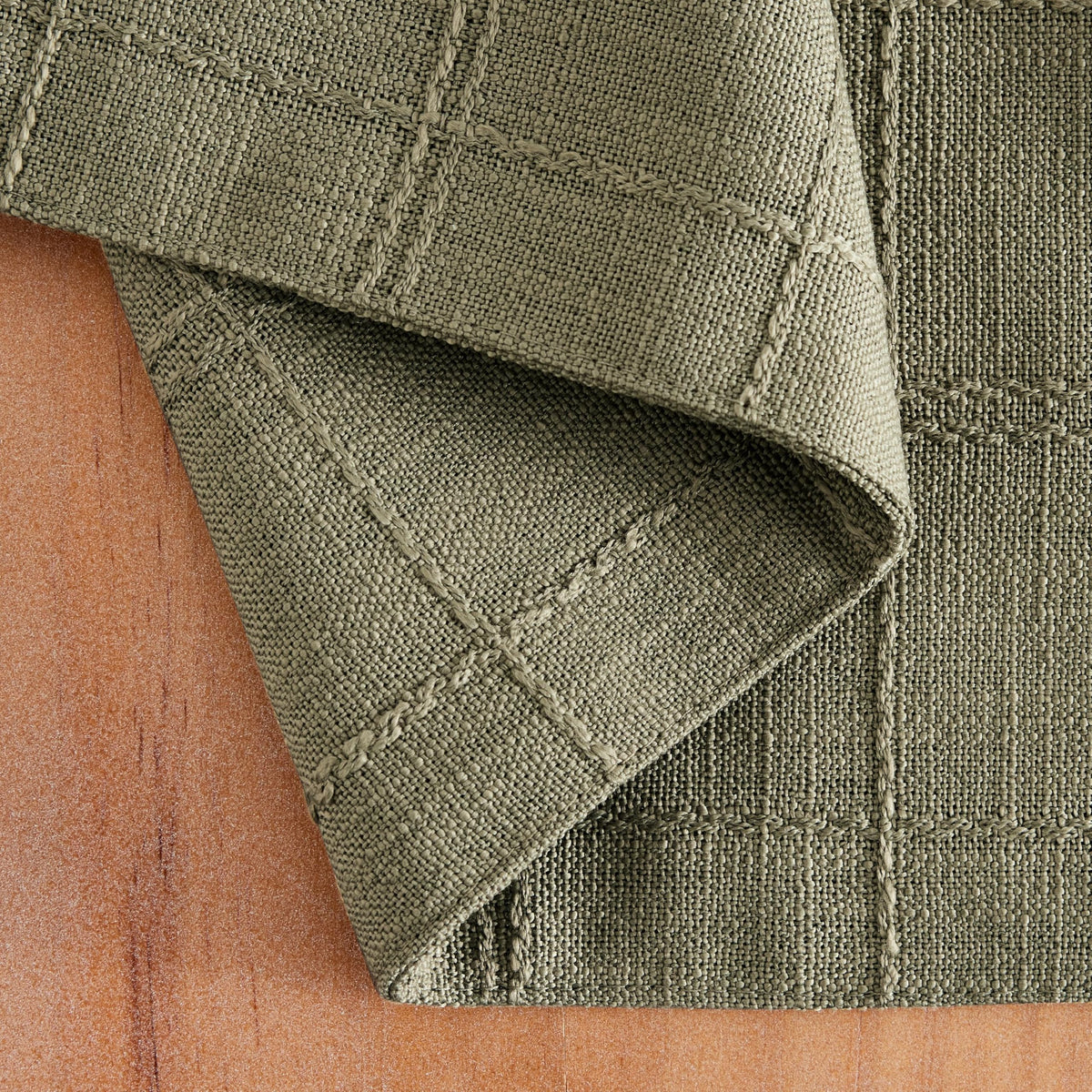 ZeeMart Linen Plaid Placemats, 13 x 19 Inch, Set of 6 Olive