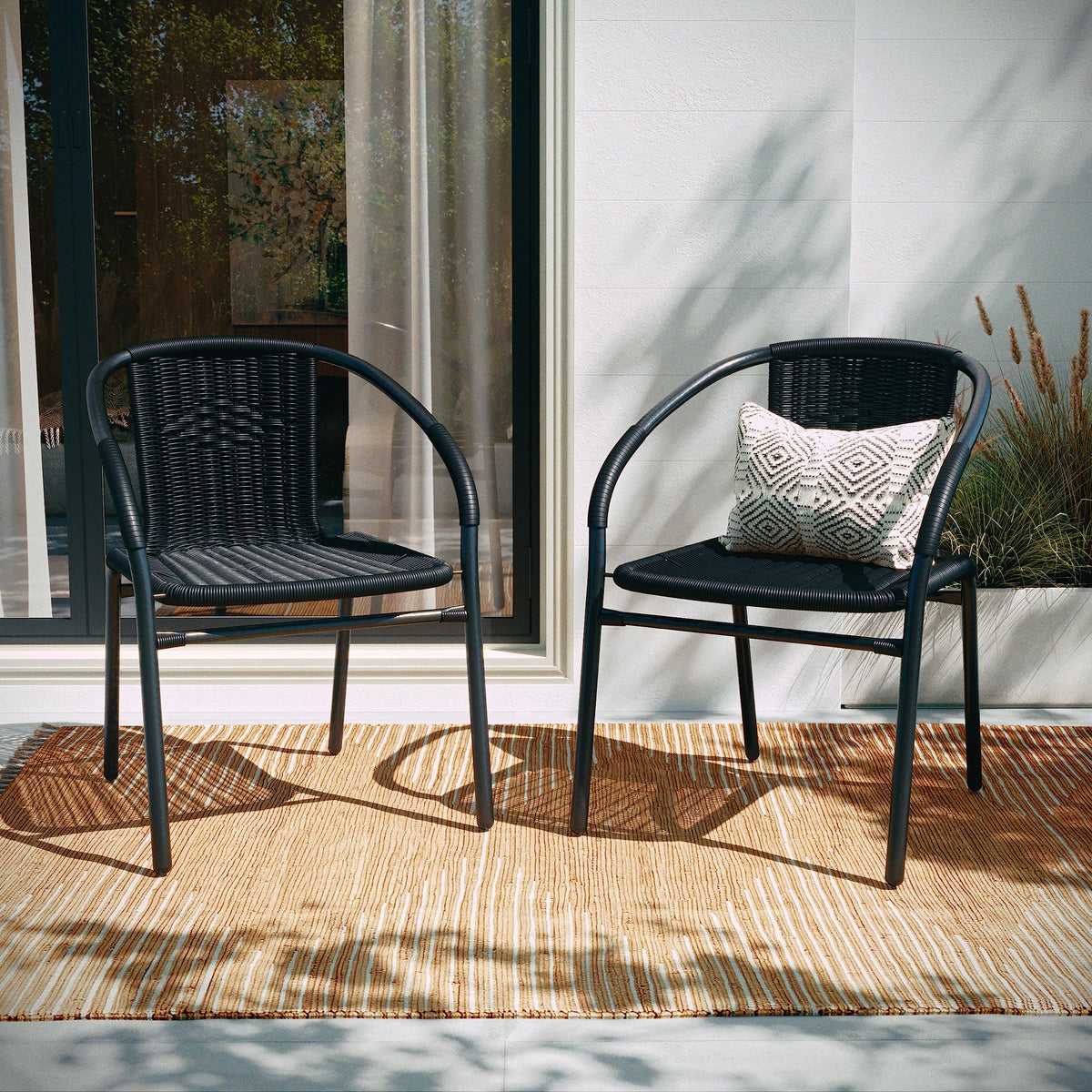 Flash Furniture Black / Set of 4 / Contemporary Patio Dining Chairs