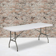 6-Foot Granite White Plastic Folding Table by Flash Furniture – 6 feet, Metal, Plastic, Plastic: Polyethylene, Granite White, Model DAD-YCZ-183B-GW-GG