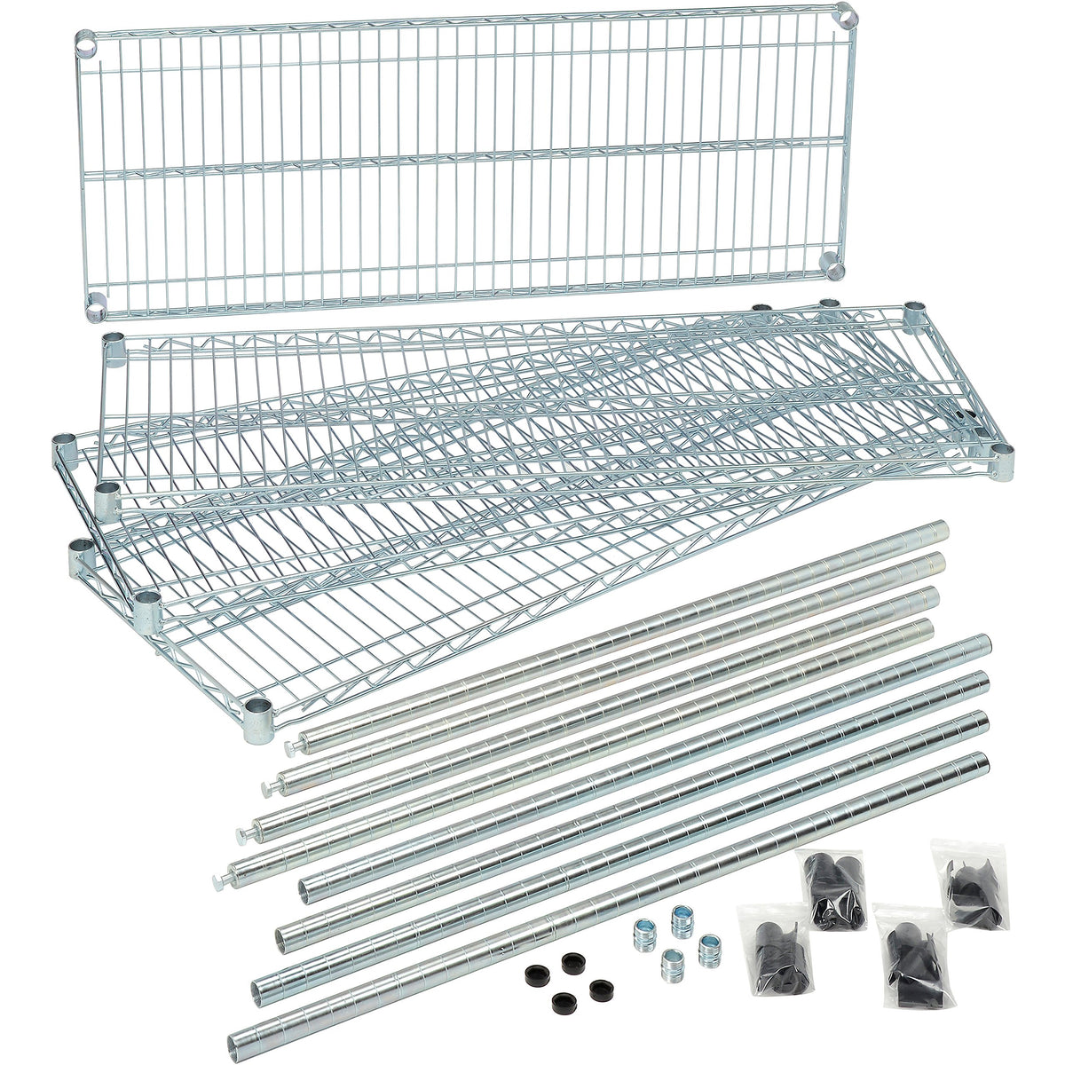 4-Shelf Shelving Unit Dimensions: 24" x 48" x 74" by Nexel – 24"x48"x74", Steel, Chrome, Model VP24487ZC