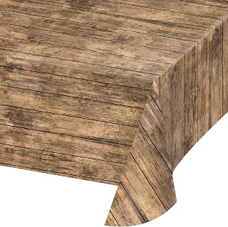 Creative Converting Wood Grain Plastic Tablecloths, 3 ct