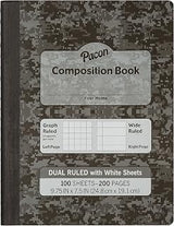 Pacon Dual Ruled Composition Book, Dark Gray, 1/4" Grid & 3/8" Wide Ruled 9-3 ⁄4" x 7-1⁄2", 100 Sheets