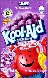 Kool-Aid Grape Flavor Unsweetened Soft Drink Mix, 0.14 oz (Pack of 192)