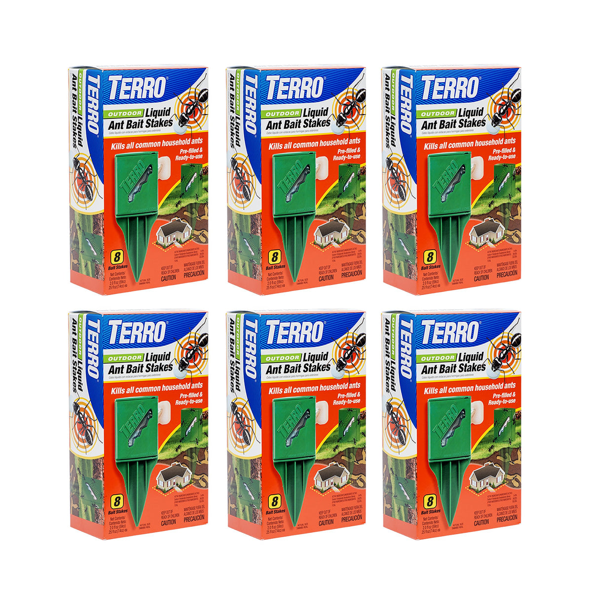 Outdoor Liquid Ant Baits - 6 Pack by Terro – 48 Bait Stations, Black, Model T1812