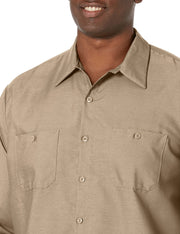 Long Sleeve Industrial Solid Work Shirt Khaki Small - 5 Pack by Red Kap – Cotton, Khaki, Pack of 5, Model SP14