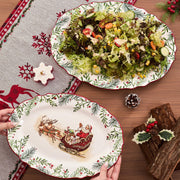 Bico Santa On The Way Scalloped Oval Platters, Large and Medium 16 and 14 Inch, Set of 2