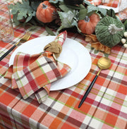 Cotton Craft Harvest Plaid Cloth Napkins, 17 x 17 Inches, Set of 12